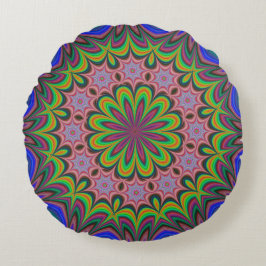 Cojín Redondo Mandala Geométrica Rosette Retro Hippie