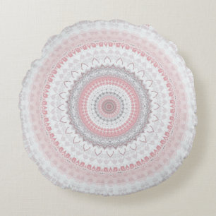 Cojín Redondo Mandala gris rosado