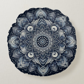 Cojín Redondo Mandala Índigo 