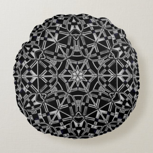 Cojín Redondo Mandala Industrial (Anverso)