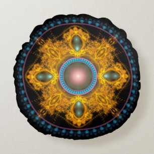 Cojín Redondo Mandala redonda dorada brillante