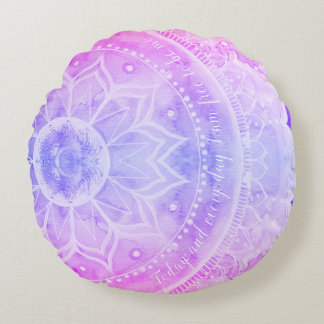 Cojín Redondo Mandala Sunset acuarelas Pink Round Pillow