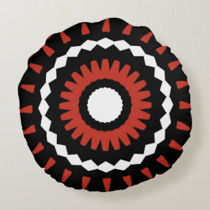 Cojín Redondo Mandala tribal roja