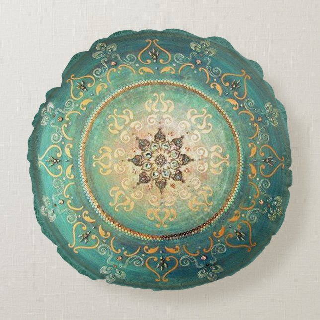 Cojín Redondo Mandala turquesa - Pillow (Anverso)