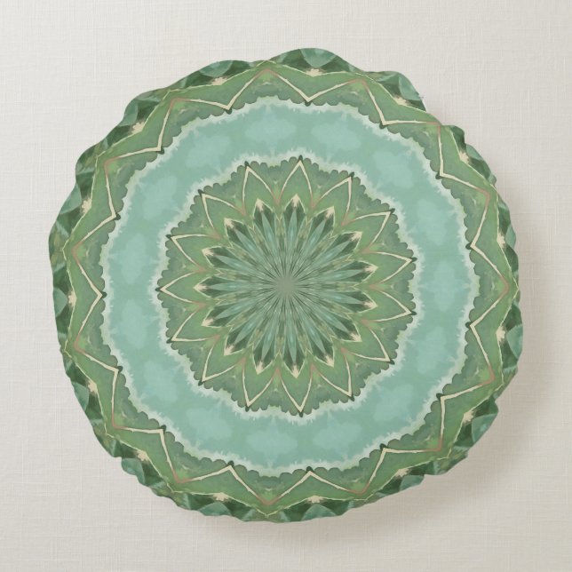 Cojín Redondo Mandalas Suculentas (Reverso)
