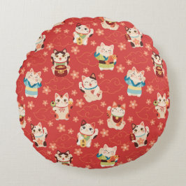 Cojín Redondo Maneki Neko Lucky Cats