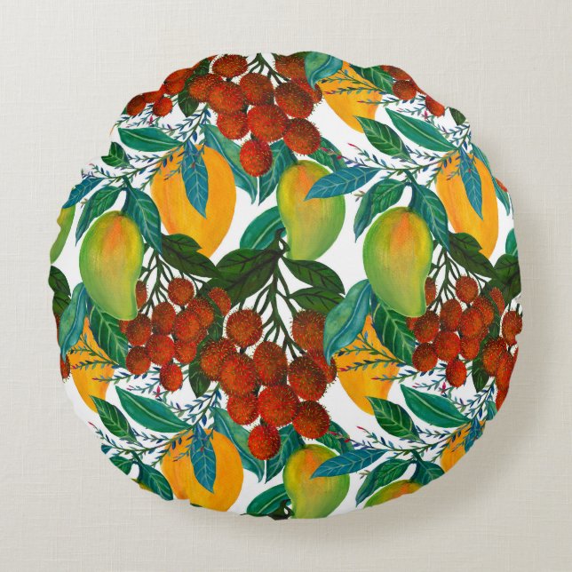 Cojín Redondo Mango exótico: verano sin mar (Anverso)