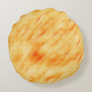 Cojín Redondo Mango rústico amarillo como pintura texturizada