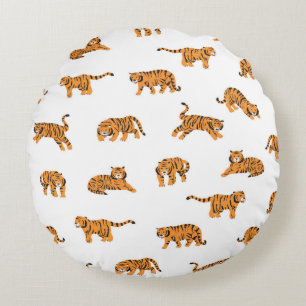 Cojín Redondo Mano vintage sin fisuras de tigre japonés