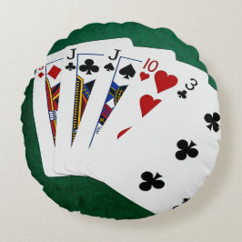 Cojín Redondo Manos De Póquer - Tres De Un Tipo - Jack