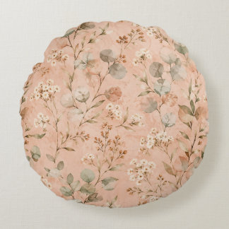 Cojín Redondo Manta de bebé floral vintage mostaza con vid botán