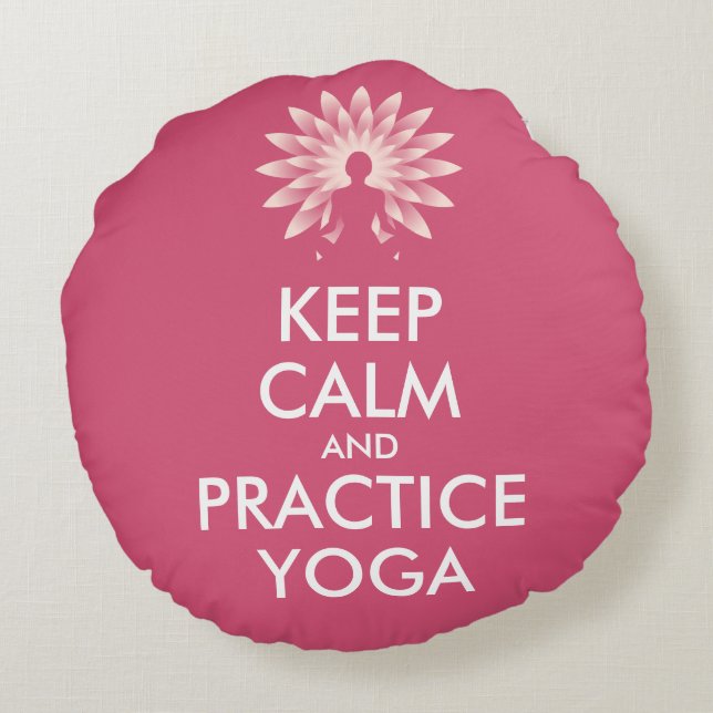 Cojín Redondo Mantener la calma y practicar yoga (Reverso)