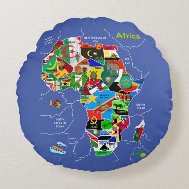 Cojín Redondo Mapa de África (Anverso)