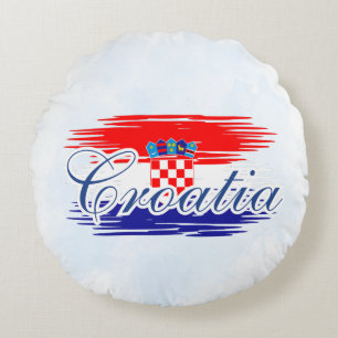 Cojín Redondo Mapa de bandera de Croacia