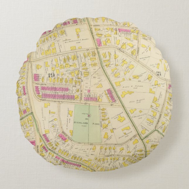 Cojín Redondo Mapa de Boston 7 (Anverso)