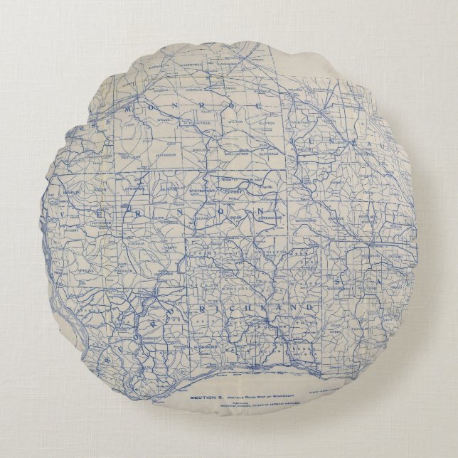 Cojín Redondo Mapa de camino de la bicicleta de Wisconsin (Anverso)