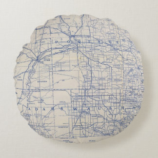 Cojín Redondo Mapa de camino de la bicicleta de Wisconsin 2