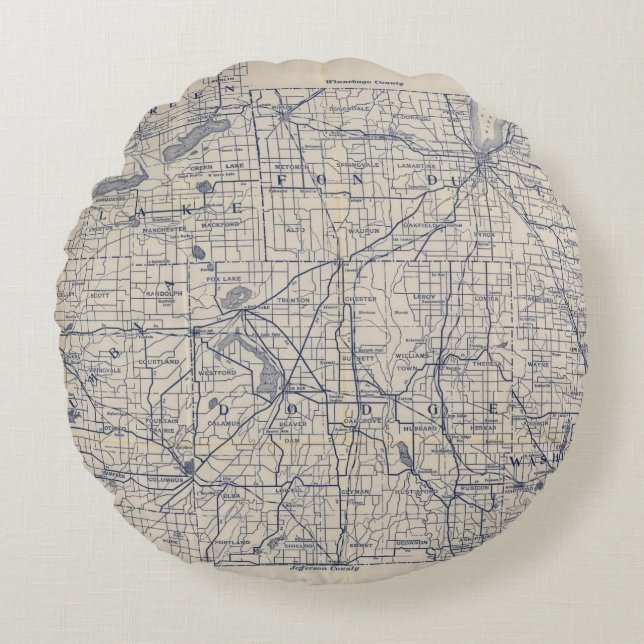 Cojín Redondo Mapa de camino de la bicicleta de Wisconsin 4 (Anverso)