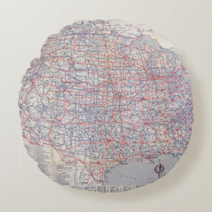Cojín Redondo Mapa de camino Estados Unidos