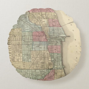 Cojín Redondo Mapa de Chicago de Mitchell