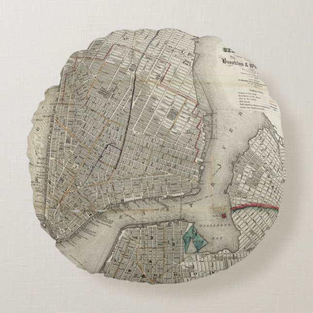 Cojín Redondo Mapa de cosechas de Nueva York de Manhattan (Anverso)