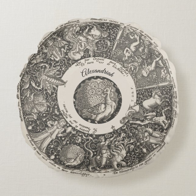 Cojín Redondo Mapa de estrella de signo astrológico Astronomía R (Anverso)