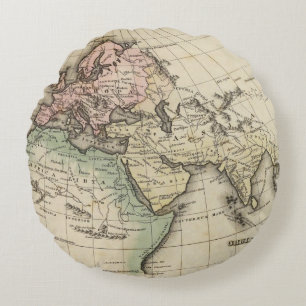 Cojín Redondo mapa de Europa, de África septentrional y de Asia