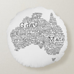 Cojín Redondo Mapa de jerga de Australia