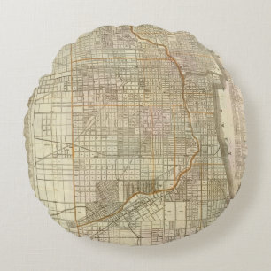 Cojín Redondo Mapa de la guía de Blanchard de Chicago