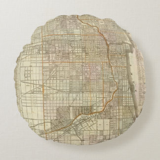 Cojín Redondo Mapa de la guía de Blanchard de Chicago