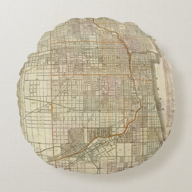 Cojín Redondo Mapa de la guía de Blanchard de Chicago (Anverso)