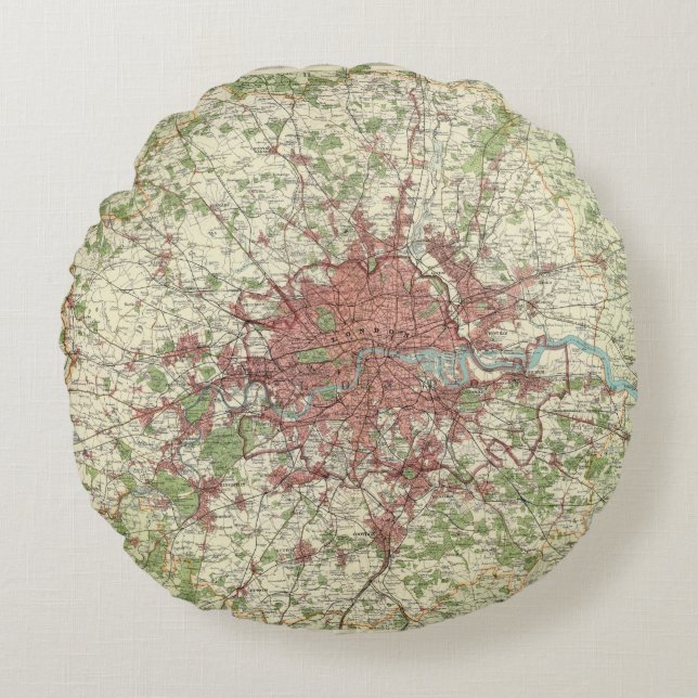 Cojín Redondo Mapa de la región de Londres (Anverso)