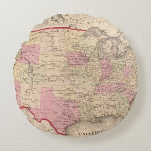 Cojín Redondo Mapa de los Estados Unidos 5