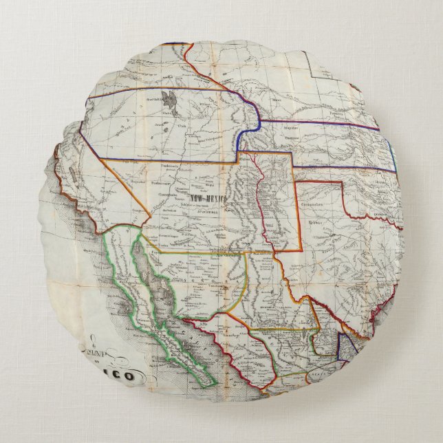 Cojín Redondo Mapa de México y de California (Anverso)