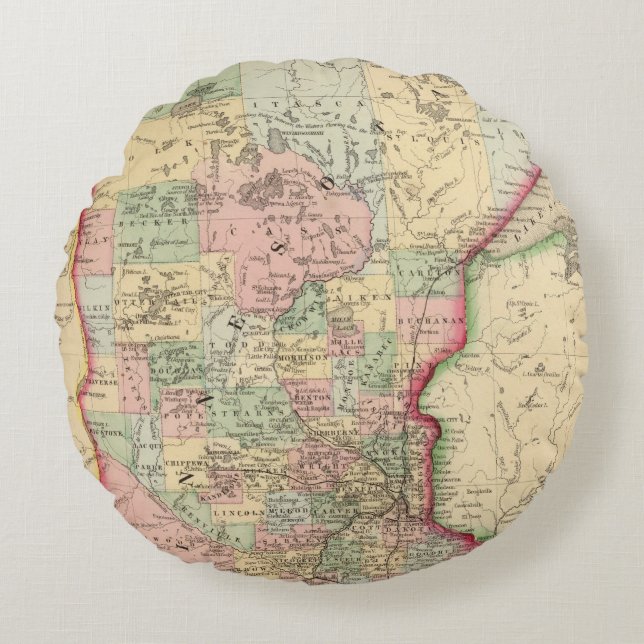 Cojín Redondo Mapa de Minnesota de Mitchell (Anverso)