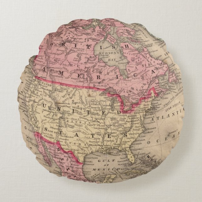 Cojín Redondo Mapa de Norteamérica de Mitchell (Anverso)