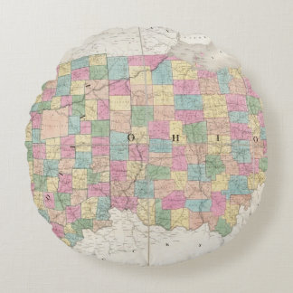 Cojín Redondo Mapa de Ohio y de Indiana