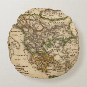 Cojín Redondo Mapa de Turquía y de Grecia