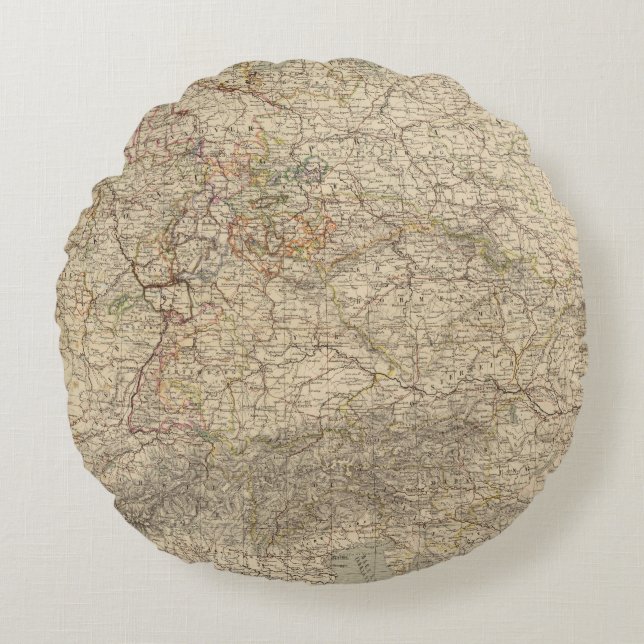 Cojín Redondo Mapa del atlas de Alemania (Anverso)