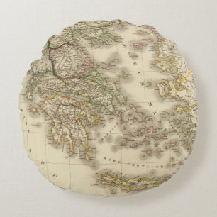 Cojín Redondo Mapa del atlas de Grecia histórica, París