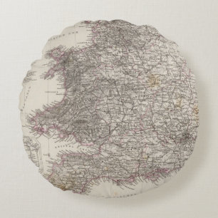 Cojín Redondo Mapa del atlas de Inglaterra