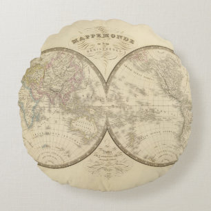 Cojín Redondo Mapa del atlas del mundo