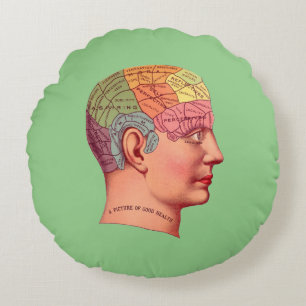 Cojín Redondo Mapa del cerebro de la mente de la cabeza de la fe
