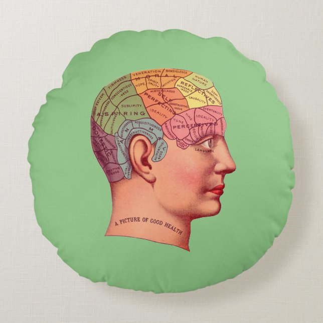 Cojín Redondo Mapa del cerebro de la mente de la cabeza de la fe (Anverso)