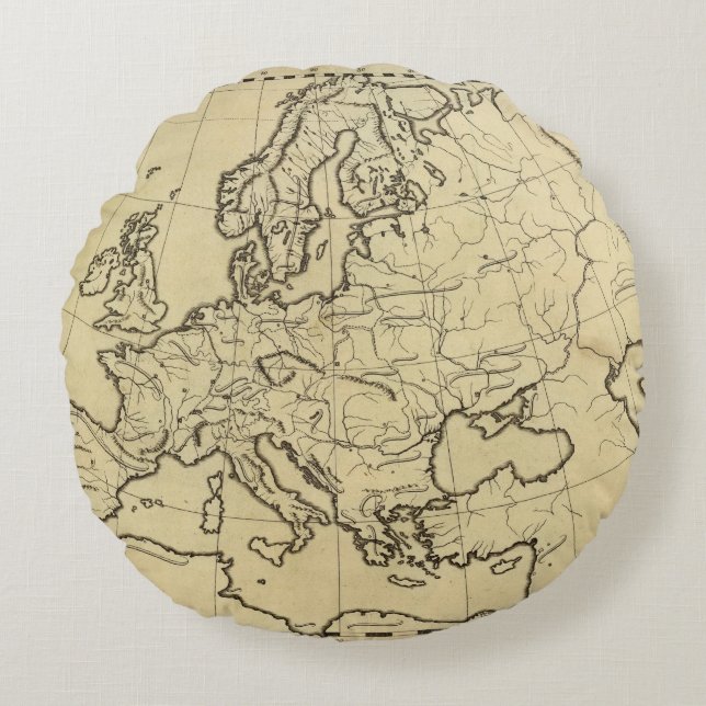 Cojín Redondo Mapa del esquema de Europa (Anverso)
