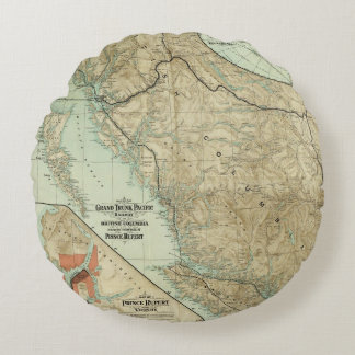 Cojín Redondo Mapa del ferrocarril magnífico del Pacífico del