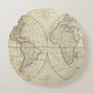 Cojín Redondo Mapa del mundo 2 2