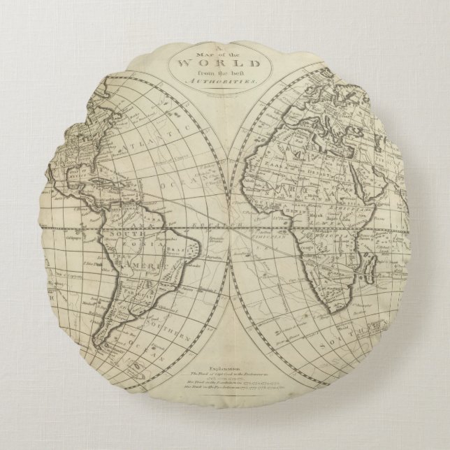 Cojín Redondo Mapa del mundo 2 2 (Anverso)