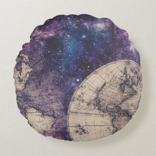 Cojín Redondo Mapa del mundo de la época celestial (3)