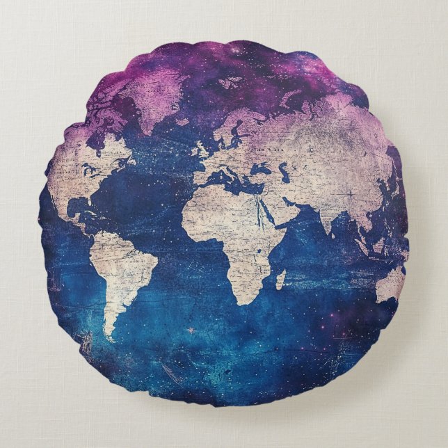 Cojín Redondo Mapa del mundo de la época celestial (4) (Anverso)